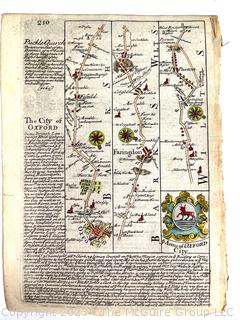 18th Century Map of Oxford Great Britain from Book.  5.5" x 8.5"