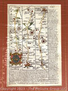 Matted 18th Century Double Sided Map of Hereford and Ludlow, Great Britain Purchased at Harrods of London 