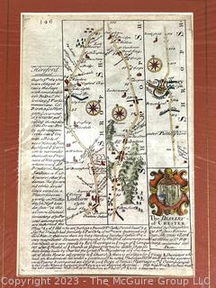 Matted 18th Century Double Sided Map of Hereford and Ludlow, Great Britain Purchased at Harrods of London 