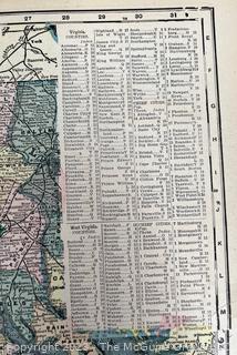 Circa 1900 Map from Geography Book Virginia and West Virginia with Reverse of Ohio and Indiana.  14" x 22"