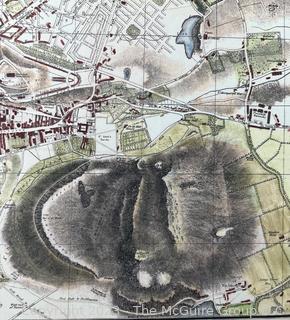 Partially Hand Colored Edinburgh Town Plan by Paton from the 1828 Edition on Linen.  15" x 18"