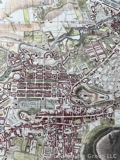 Partially Hand Colored Edinburgh Town Plan by Paton from the 1828 Edition on Linen.  15" x 18"