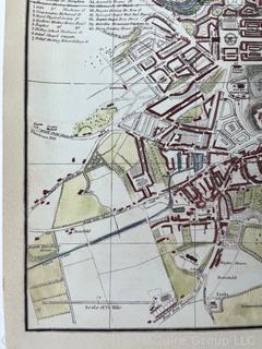 Partially Hand Colored Edinburgh Town Plan by Paton from the 1828 Edition on Linen.  15" x 18"