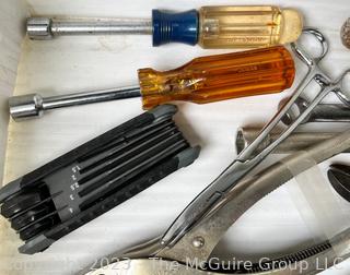 Group of Hand Tools Including Pliers and Screwdrivers