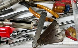 Group of Hand Tools Including Pliers and Screwdrivers