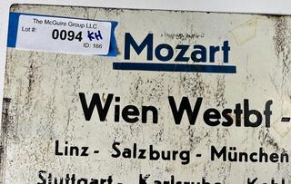 Vintage Germany & Austria Metal Train Sign for The Orient Express and The Mozart Lines. 7 x 10"