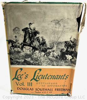 Three (3) Volumes Complete Set of Lee's Lieutenants: A Study In Command by Douglas Southall Freeman, 1942.  Book
