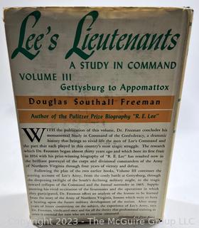 Three (3) Volumes Complete Set of Lee's Lieutenants: A Study In Command by Douglas Southall Freeman, 1942.  Book
