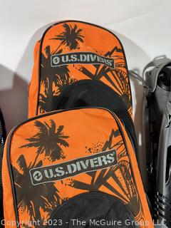 Scuba Diving Flippers and Back Packs. 