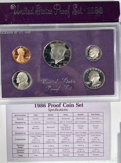 (2) United States Proof Sets 1970, 1983. United States Proof Set (2) 1986. United States Mint Proof Set 1988