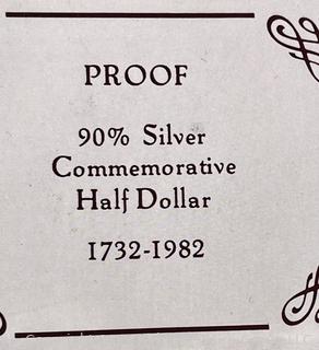 U S Mint 1991 Korean War Memorial Coin (Uncirculated Silver Dollar); U.S. Mint 1986 Liberty Silver Dollar (90%), U.S. Mint Congressional Coin 1989 Half Dollar Proof, U. S. Mint 1993 Silver American Eagle $1 Proof Coin, U.S. Mint 1982 George Washington Commemorative Half Dollar Coin 1732-1982 (90% silver)