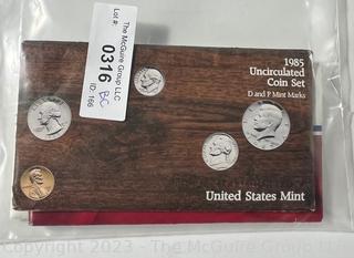 U.S. Mint Uncirculated Coin Set: 1985, 1987, 1988 and 1989. D and P Mint Marks. 