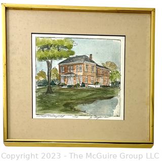 Framed Under Glass Hand Colored Etching Numbered and Signed by Artist Joan Graybeal-Menard. 12 x 12"