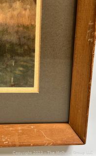 Framed Under Glass Print Of The Labrador Retriever Dog By Edwin Megargee, Signed by Artist.  16 x 18.5"