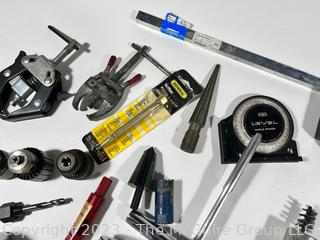 Tools: Gear Pullers, Gauges, Drill Stops, Chucks, Hole Saws, Level