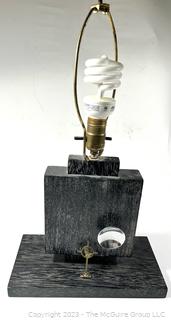 Black Retro Modern Table Lamp. 12w x 6d x 19"h.