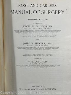 1933 Rose and Carless' Manual of Surgery, 14th Edition by Cecil P.G. Wakely John B Hunter. Book  