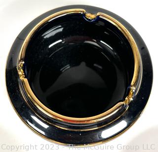 Group of Black, Made in Greece Terracotta 24K Gold Decorated Set of Ashtrays