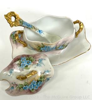 Collection of Porcelain and Metal Decorative Items Including Enamel Painted Spoons