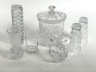 Seven (7) Pieces of Clear Crystal Decorative Items.