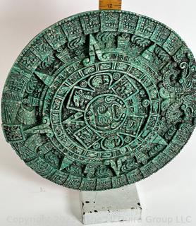 Reproduction of The Aztec Calendar Mexico in Resin Wall Plaque