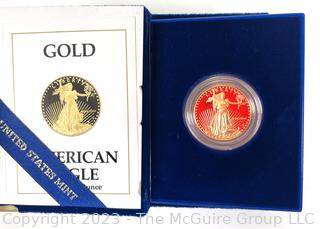 1989 US Mint American Eagle Half Ounce Twenty Five Dollar Gold Coin.  Mint Mark P.  