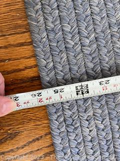 Blue All Weather Braided Wool Oval Runner Rug. 26" x 108"