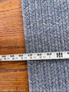 Blue All Weather Braided Wool Oval Runner Rug. 26" x 108"