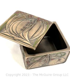 Reproduction Mackintosh Style Art Nouveau Rose Maiden Trinket Box Made by Veronese Design. 4w x 4d x 4h"