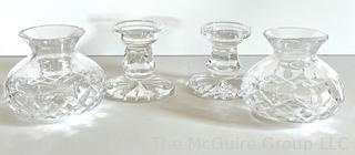 Pair of Waterford Crystal Alana Fairy Light Hurricane Lamps Candle Votives.   7"T