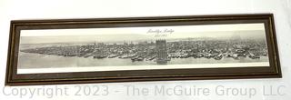 Framed Under Glass Black & White Photograph of the Brooklyn Bridge, NYC.  10 x 41"