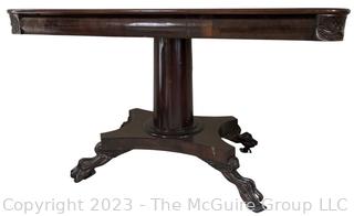 Mahogany Empire Console Table on Pedestal Base. 48"w  x 24"d x 29"t