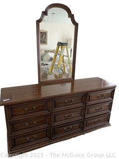 Henredon Six (6) Drawer Chest of Drawers with Mirror. Dresser 72"w x 20"d x 33"1 and Mirror 27"w x 47"t