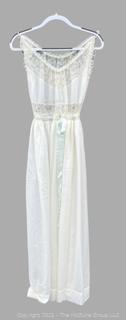 White Lace Slip Nightgown with Blue Ribbon by Iris. 