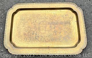 Large Made in China Brass Serving Tray. 30" x 20"