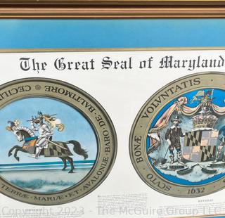 "The Great Seal of Maryland" Framed Under Glass 26 x 38"