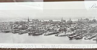 Framed Under Glass Black & White Photograph of the Brooklyn Bridge, NYC.  10 x 41"