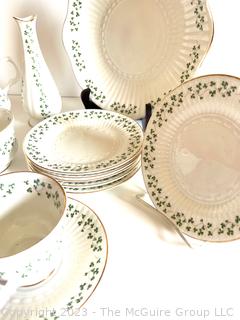 Collection of Royal Tara Fine Bone China Made in Galway Republic of Ireland with Shamrock Decoration.