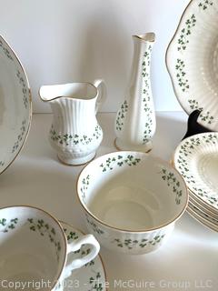 Collection of Royal Tara Fine Bone China Made in Galway Republic of Ireland with Shamrock Decoration.