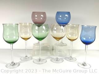 Eight (8) Crystal Stemmed Glassware in Various Colors