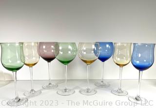 Eight (8) Crystal Stemmed Glassware in Various Colors