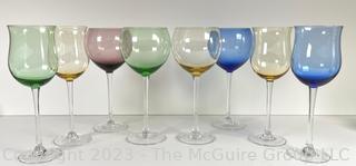 Eight (8) Crystal Stemmed Glassware in Various Colors