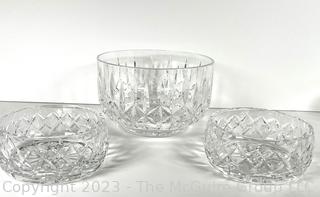 Three (3) Clear Crystal Serving Bowls