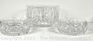 Three (3) Clear Crystal Serving Bowls