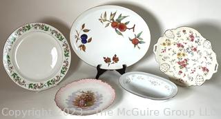 Five (5) Porcelain China Plates and Platters in Various Patterns and Makers