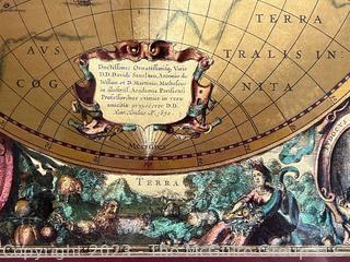 Framed Under Glass Gold Foil Double Hemisphere World Map - Nova Totius Terrarum Orbis Geographica Ac Hydrographica Tabula. 24 x 28"