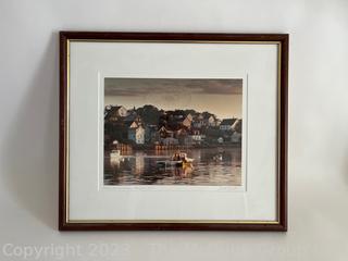 Framed Color Photograph Titled "Father & Son, Fishermen Stonington Maine" Signed By Photographer Terrell S. Lester (American,B. 1948). 20" x 23".