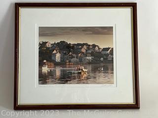 Framed Color Photograph Titled "Father & Son, Fishermen Stonington Maine" Signed By Photographer Terrell S. Lester (American,B. 1948). 20" x 23".