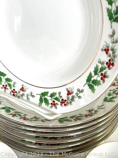 Set of Gibson Everyday Christmas Charm Holly and Berries Dishware 