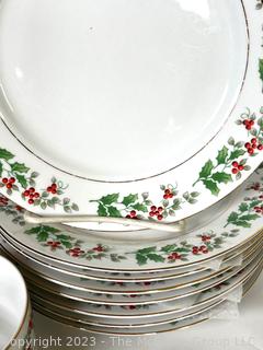 Set of Gibson Everyday Christmas Charm Holly and Berries Dishware 